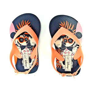 Mickey Mouse Toddler Girls Flip Flops Sandals Sz 6 With Heel Strap Classic NWOT